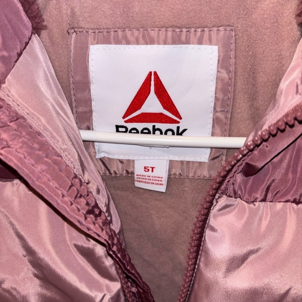 NWT Reebok Kids Dusty Rose Pink Puffer Jacket 5T - Picture 5 of 5